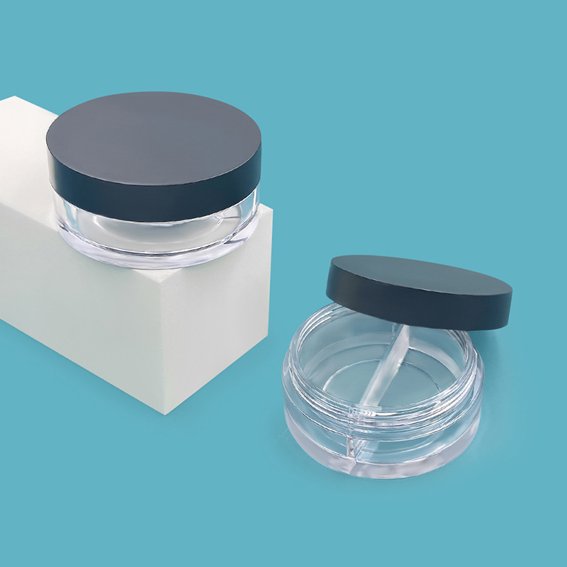 12g Portable Cosmetic Jar Makeup Clear Plastic Loose Powder Case with Frosted/Shiny Cap Custom Logo