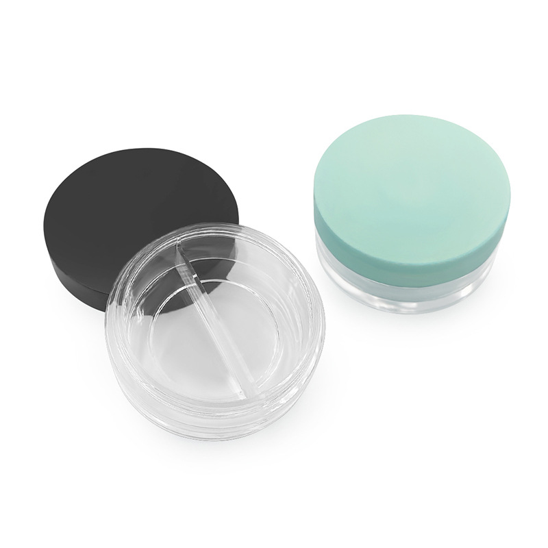 12g Portable Cosmetic Jar Makeup Clear Plastic Loose Powder Case with FrostedShiny Cap Custom Logo