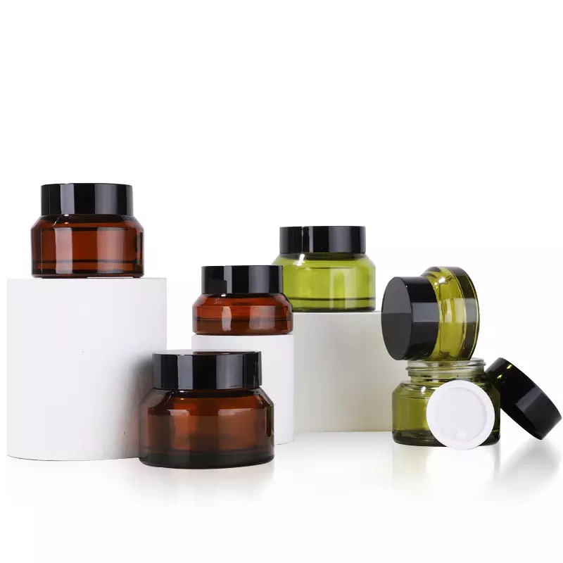 15g 30g 50g Cosmetic Cream Jars Eye Shadow Oliver Green Empty Glass Container Bottles