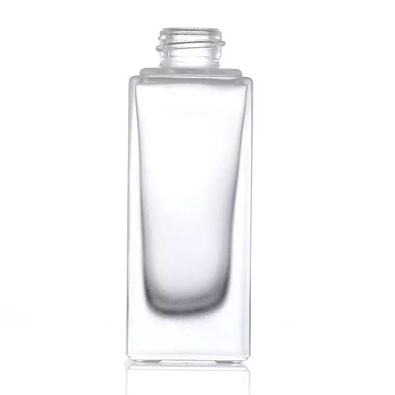 30ml Empty Pump Bottle Glass Liquid Foundation Container Makeup Transparent Square Refillable Bottle Portable Pump