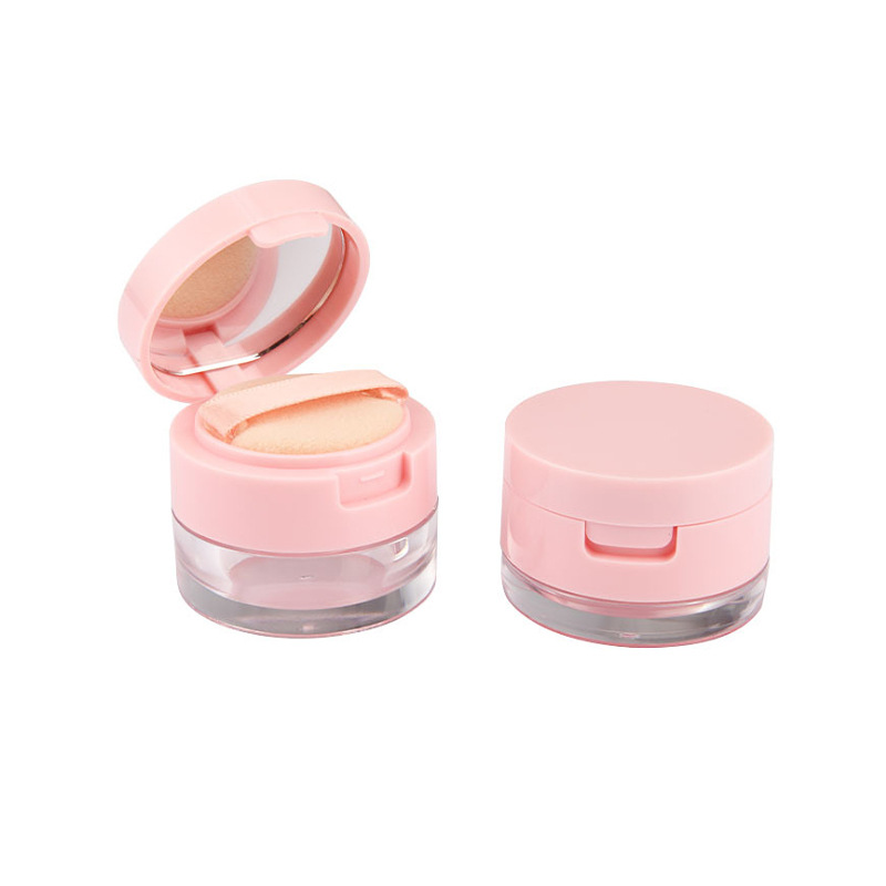 3g 5g Pink Transparent Powder Puff Portable Make-up with Mirror Cosmetic Empty Box Packaging Jar