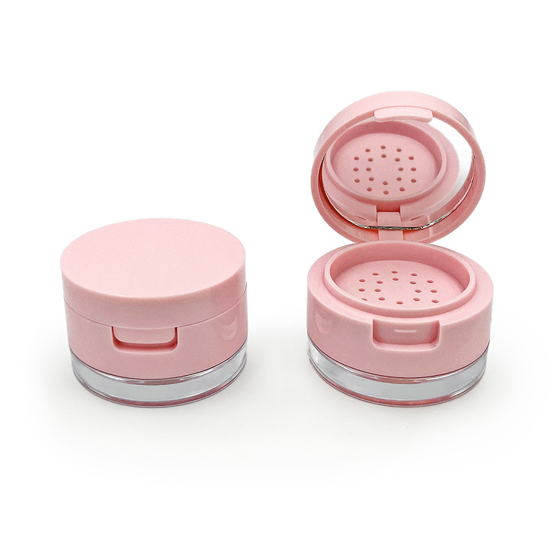 3g 5g Pink Transparent Powder Puff Portable Make-up with Mirror Cosmetic Empty Box Packaging Jar
