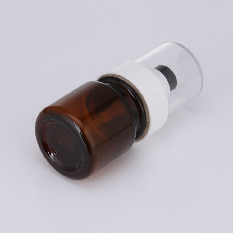 40ml 60ml 120ml 180ml 30g 60g Cosmetic Sub-Bottling Dark Brown PET with Cover Pressure Pump Portable Travel