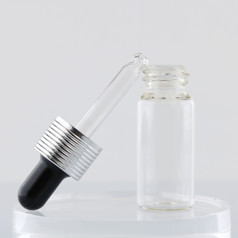 5ml 10ml 15ml Brown Flint Tube Bottle Refined Oil Bottle Glass Dropper Bottles with Anodized Aluminium Thread Head