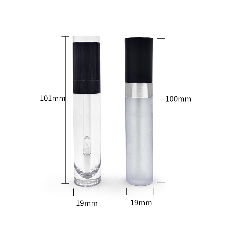 6g Empty Black Round Lip Gloss Tube with Wand Applicator Refillable Plastic Lipstick Lip Balm Bottles Vials Container
