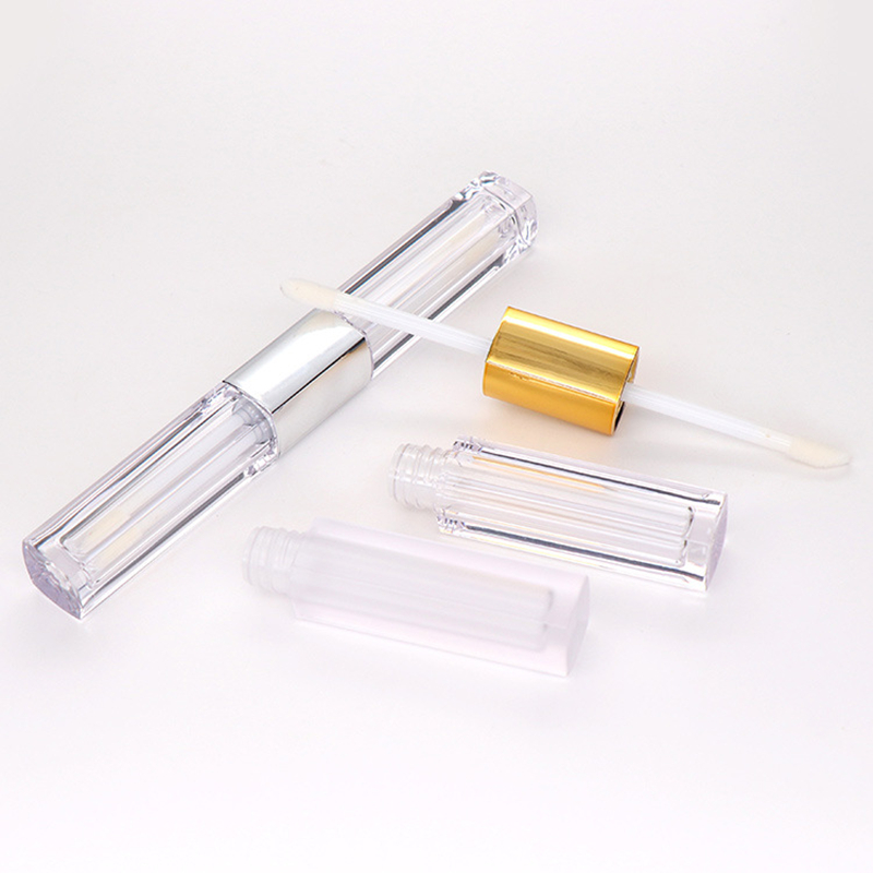 Custom 3.9ml Double Headed Lip Gloss Tube AS Transparent Lip Tube with White Brush