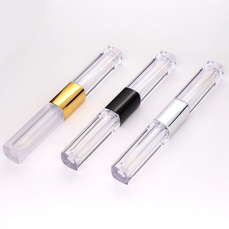 Custom 3.9ml Double Headed Lip Gloss Tube AS Transparent Lip Tube with White Brush