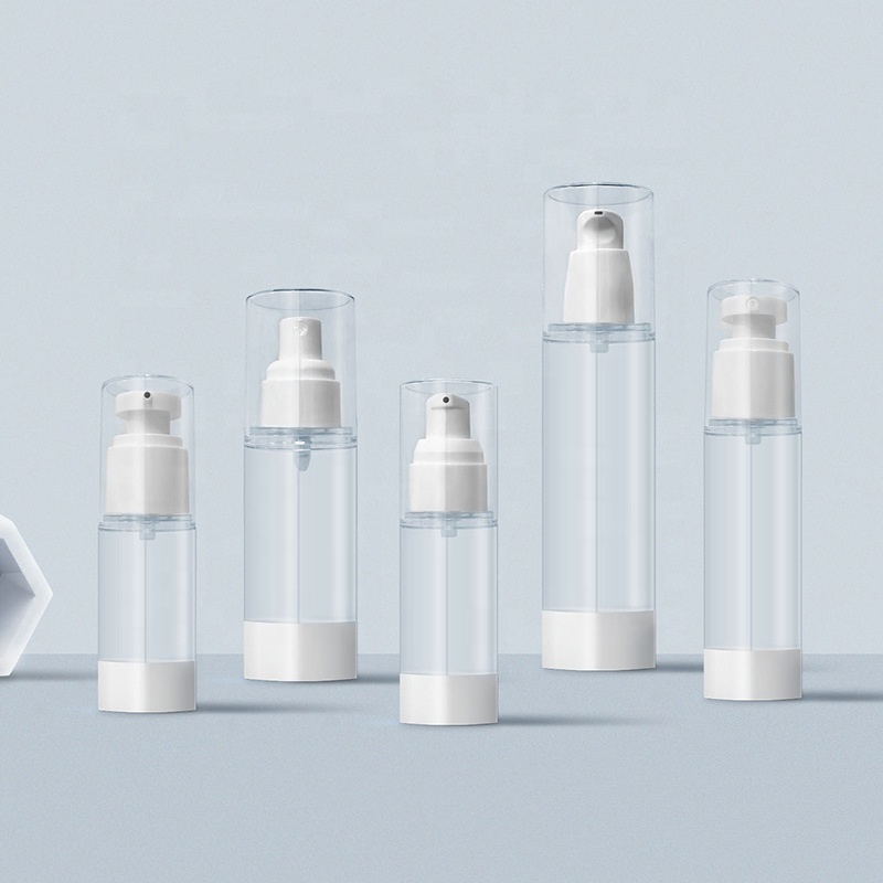 Non Spill Small Customized Round Plastic Cosmetic Dispenser Emulsion Essence Cream Bottle PP Lotion Airless Bottle