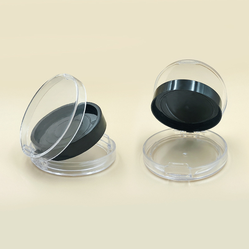 Transparent Powder Box Packaging Plastic Round Double Layer Powder Box Customized LOGO